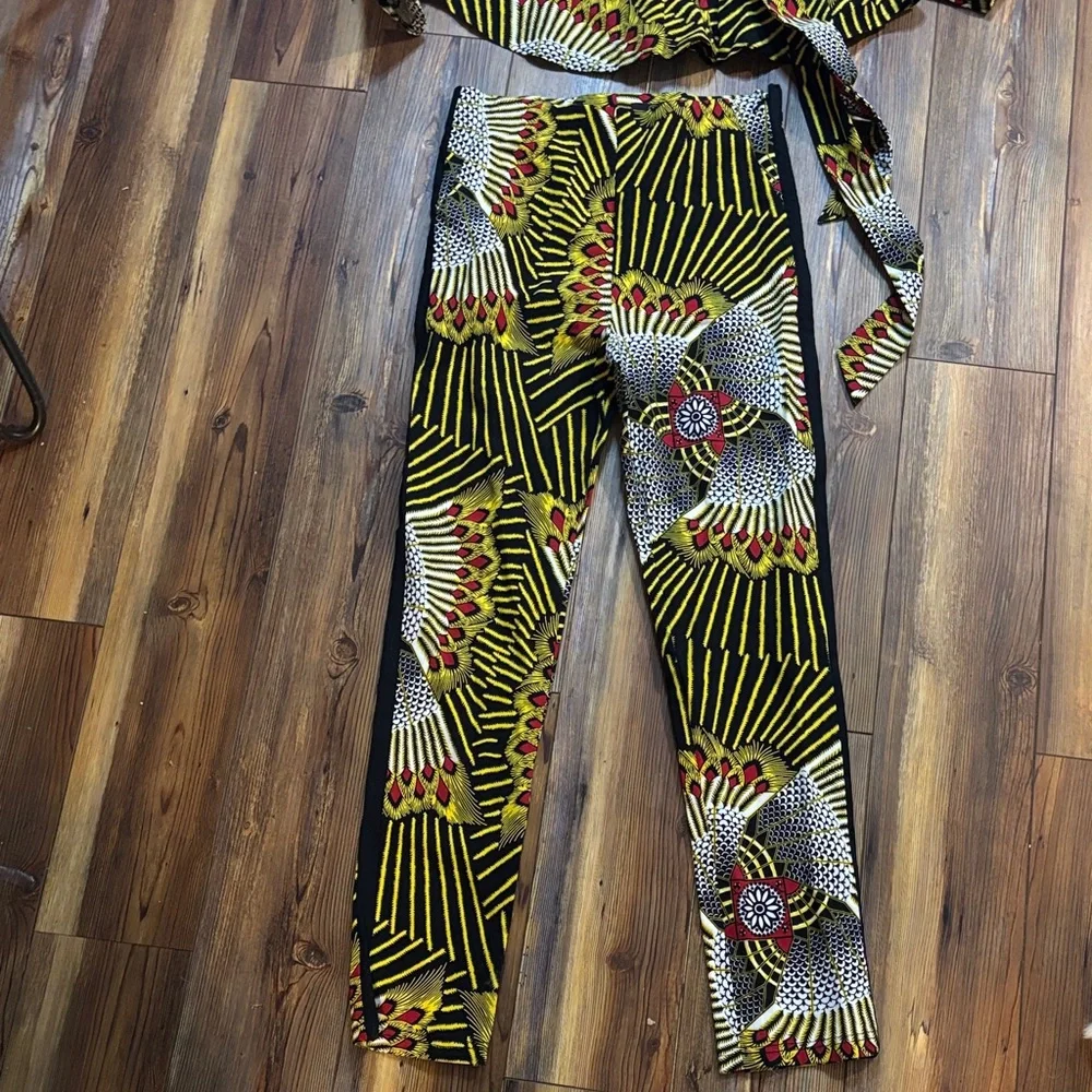 D'Iyanu Vibrant Women's Black & Yellow Patterned Seperate Pantsuit Unknown size - Picture 3 of 15